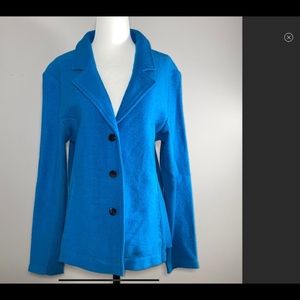 Conrad C 100% Wool Turquoise Button Sweater Blazer Size L.